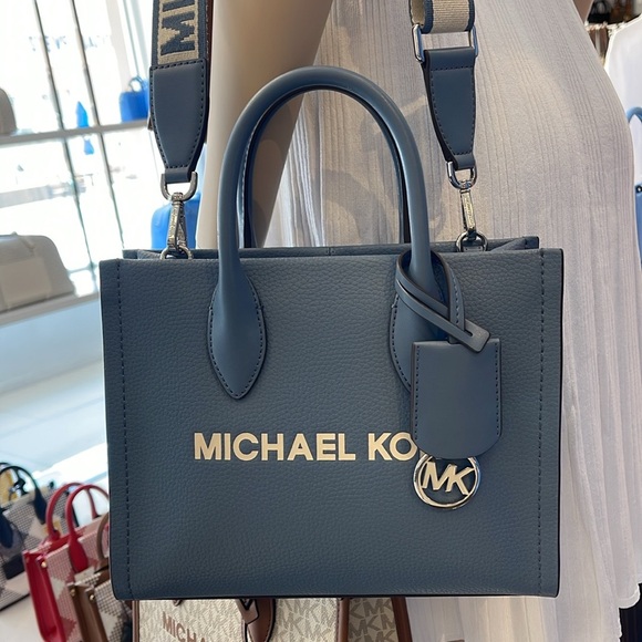 Michael Kors Mirella Small Pebbled Leather Shopper Top Zip Crossbody XBODY Tote - Picture 15 of 16